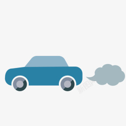 污染的烟雾蓝色汽车和汽车尾气高清图片