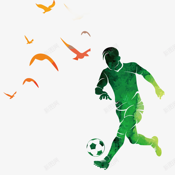 踢足球奔跑的运动员psd免抠素材_新图网 https://ixintu.com 大雁飞 奔跑的运动员 平面装饰 足球 足球比赛 青少年足球