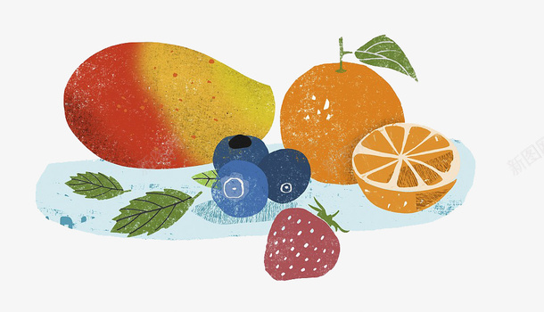 种类丰富的水果png免抠素材_新图网 https://ixintu.com 多种多样 手绘 橙子 水果 水果沙拉 维生素 芒果 草莓 蓝莓