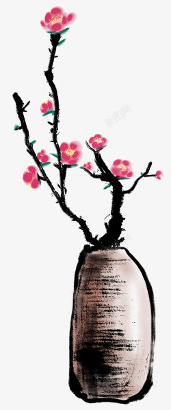 中国风手绘海棠花插画素材