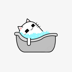 正洗澡的可爱猫咪案矢量图素材