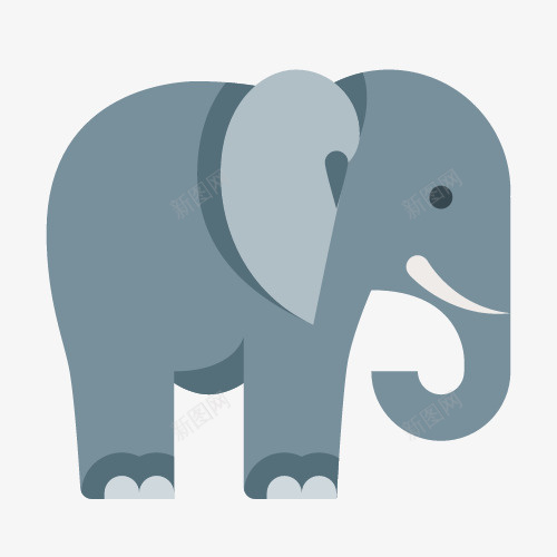 可爱的大象简笔画png免抠素材_新图网 https://ixintu.com 动物 卡通 可爱的 大象鼻子 扇形耳朵 手绘图