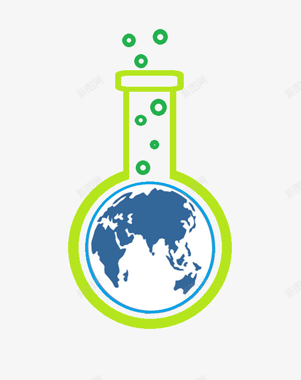 绿色化学实验瓶psd免抠素材_新图网 https://ixintu.com 动漫动画 卡通手绘 地球 实验瓶 小圆球 绿色化学品 绿色瓶子 装饰图