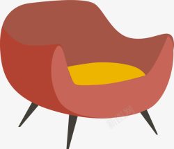 卡通橙红色沙发椅子素材