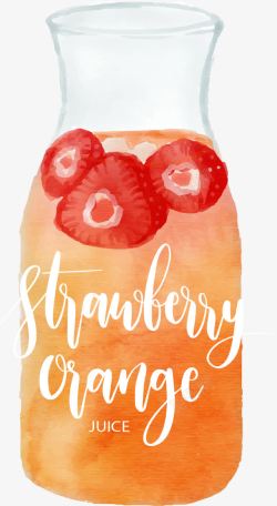 手绘草莓橙汁素材