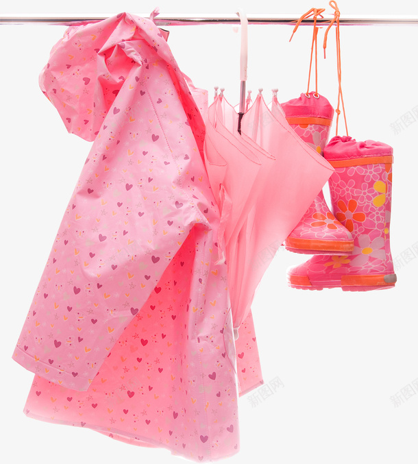 挂起来的粉色雨鞋和雨伞png免抠素材_新图网 https://ixintu.com 雨伞 雨具 雨衣 雨靴 雨鞋 鞋类