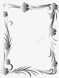灰色调立体阴影花朵边框高清图片