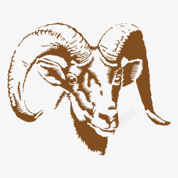 领头羊带羊角的羊头图案高清图片