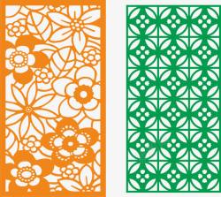 橙色背景板雕花板镂空隔断橙色绿色高清图片