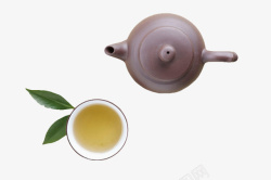 茶茶壶茶水棕色叶子俯视茶壶素材