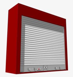 红色卷帘3D卷帘门模型高清图片