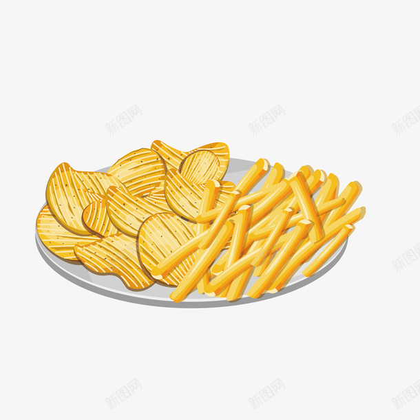 手绘油炸薯片薯条png免抠素材_新图网 https://ixintu.com png手绘 免抠图 卡通 油炸 白色 薯条 薯片 黄色
