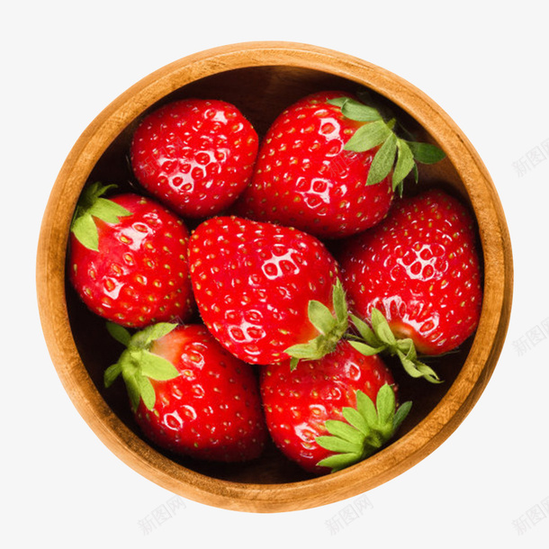 棕色容器装满草莓的木制碗实物png免抠素材_新图网 https://ixintu.com 工艺品 木制碗 水果 盛装 耐用 草莓 规格 食品 食物 餐具