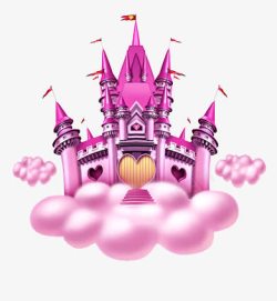 粉色旗子公主城堡高清图片