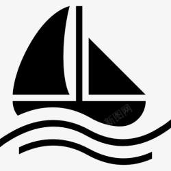 船运输帆船的黑色符号图标高清图片