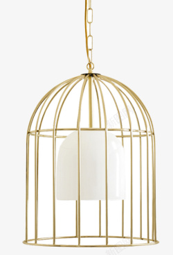金色的吊灯笼子形状的灯具实物高清图片