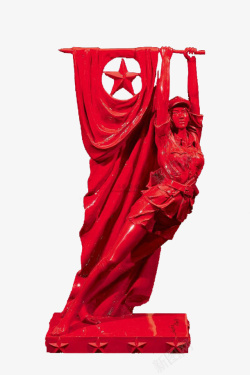巾帼举起红色国旗的女兵高清图片