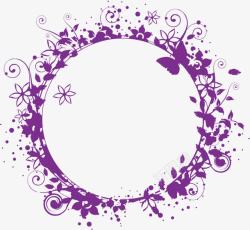 手绘紫色花环吊牌素材