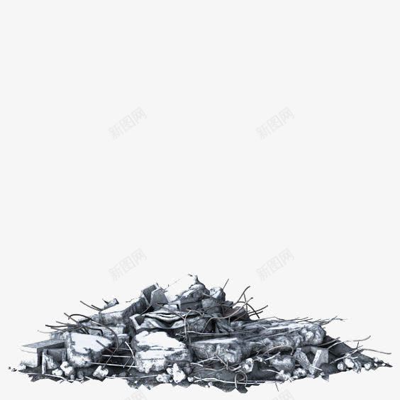 废墟png免抠素材_新图网 https://ixintu.com 卡通 填色练习 废墟 手绘 石头 素描 黑白