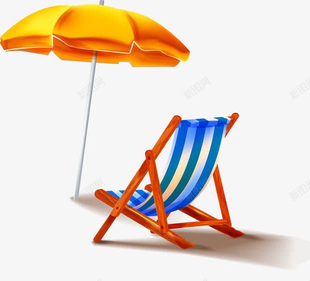 沙滩躺椅png免抠素材_新图网 https://ixintu.com 坐位 坐席 坐躺椅子 太阳伞 座位 晒太阳 沙滩 躺椅