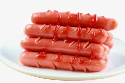 美味番茄酱红色烤肠高清图片