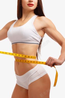 减肥女性测量腰围高清图片