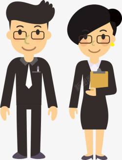 男站立扁平化人物男女站立卡通造型高清图片