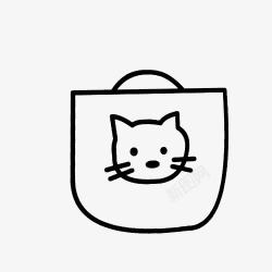 手绘帆布包猫咪图案手领包简笔画高清图片