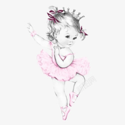 手绘可爱的少儿芭蕾舞女孩广告免素材