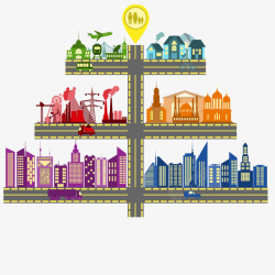 彩色的城市创意城市基础设施矢量图高清图片