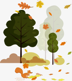 创意秋分落叶装饰手绘秋天树叶装饰图案矢量图高清图片