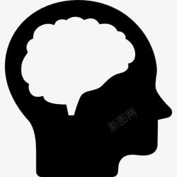 神经学大脑和头部图标高清图片