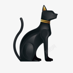 古埃及法老黑猫侧面高清图片