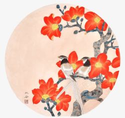 花鸟树字画装饰国风手绘木棉花高清图片
