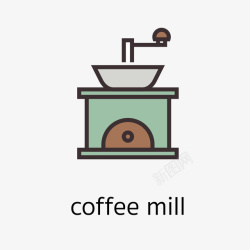 手动磨豆机咖啡牛奶机器图标高清图片