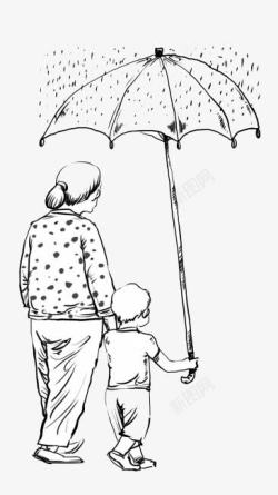 一个人的背影伞下老奶奶的背影高清图片