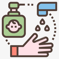 可爱水龙头绿色的婴儿洗手液图标高清图片