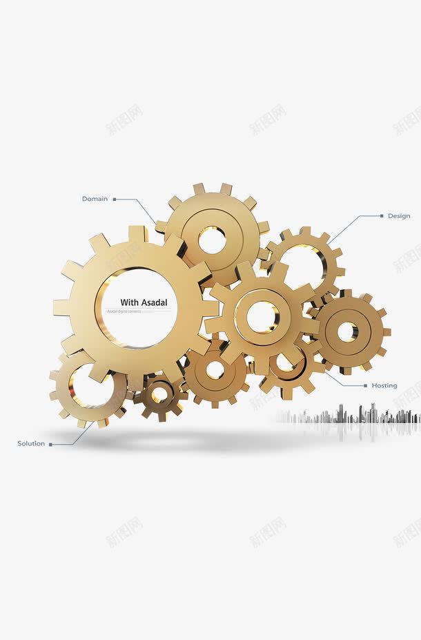 金属机械齿轮png免抠素材_新图网 https://ixintu.com 合作无间 城市 机械制造 紧密相连