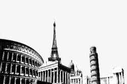 古竞技场黑白效果的世界建筑高清图片