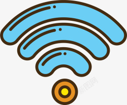 蓝色WiFi信号图蓝色手绘的WiFi元素高清图片