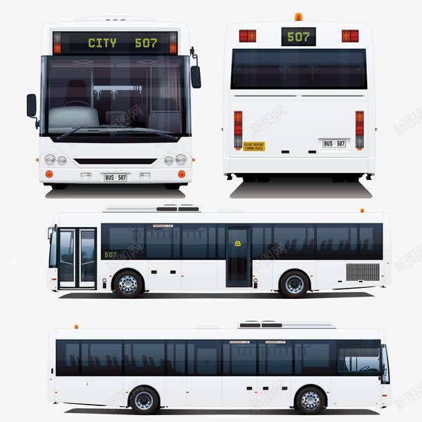 白色公交车png免抠素材_新图网 https://ixintu.com 公交车 白色 素材