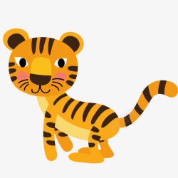橙色颜料版卡通橙色的老虎高清图片