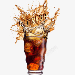 清凉可口可乐里的冰粒高清图片