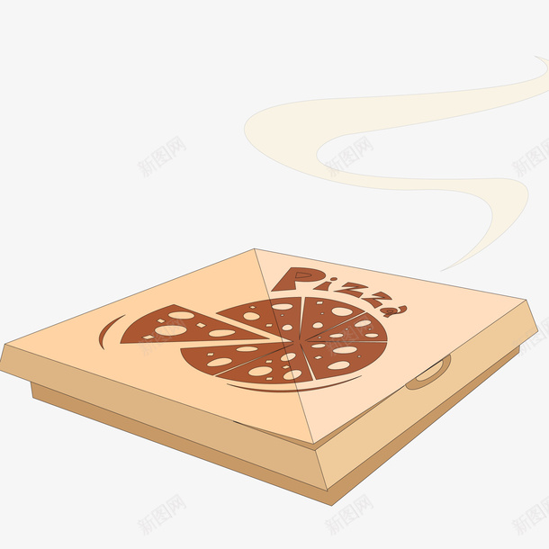 卡通装在盒子里的披萨png免抠素材_新图网 https://ixintu.com 外卖 外送 披萨 热气腾腾 美食 食物