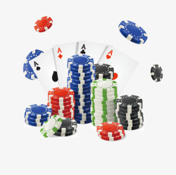 扑克牌和多种颜色的筹码矢量图素材