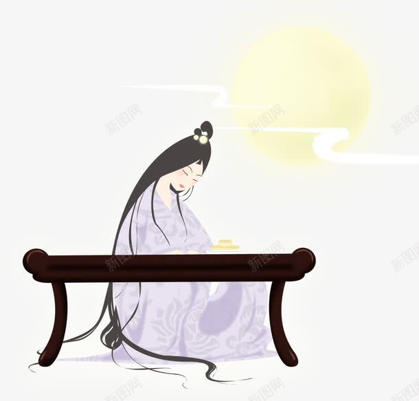 卡通手绘月下嫦娥png免抠素材_新图网 https://ixintu.com 中秋节 仙女 卡通手绘 嫦娥 月亮 月饼 赏月