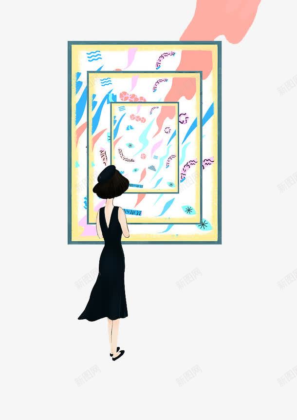 看画展孤独的女人背影png免抠素材_新图网 https://ixintu.com 一个人 一人 孤单背影 孤独感 孤独的背影 寂寞 看画展 背影