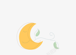 藤蔓和月亮手绘简图素材
