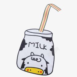 抱牛奶瓶的奶牛可爱的卡通牛奶瓶高清图片