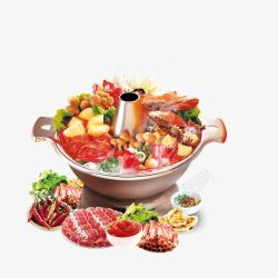 丸子汤海报牛肉卷红汤火锅蔬菜高清图片